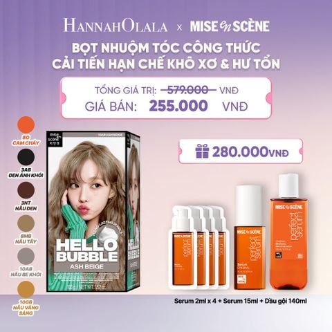  NHUỘM TÓC TẠI NHÀ MISE EN SCÈNE HELLO BUBBLE 100G DẠNG BỌT KEM CÔNG THỨC CẢI TIẾN MỚI HẠN CHẾ KHÔ XƠ VÀ HƯ TỔN - A1672 