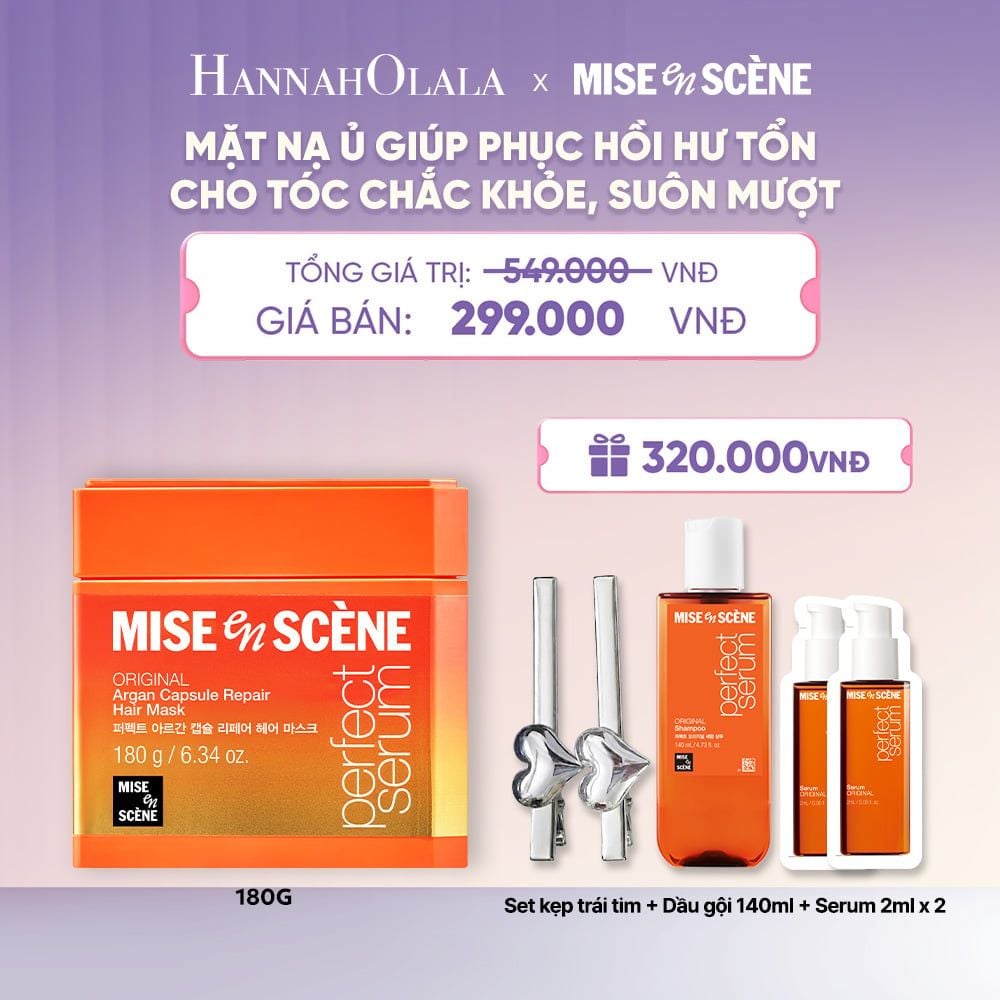 MỚI - MẶT NẠ Ủ, PHỤC HỒI HƯ TỔN TÓC MISE EN SCÈNE PERFECT SERUM ARGAN CAPSULE REPAIR HAIR MASK 180G CHO TÓC SUÔN MƯỢT HOÀN HẢO - A1679 