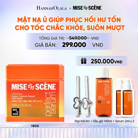  DEAL 7: MỚI - MẶT NẠ Ủ, PHỤC HỒI HƯ TỔN TÓC MISE EN SCÈNE PERFECT SERUM ARGAN CAPSULE REPAIR HAIR MASK 180G CHO TÓC SUÔN MƯỢT HOÀN HẢO 