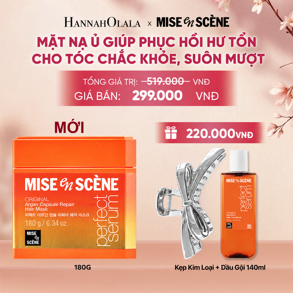  MỚI - MẶT NẠ Ủ, PHỤC HỒI HƯ TỔN TÓC MISE EN SCÈNE PERFECT SERUM ARGAN CAPSULE REPAIR HAIR MASK 180G CHO TÓC SUÔN MƯỢT HOÀN HẢO - A562 