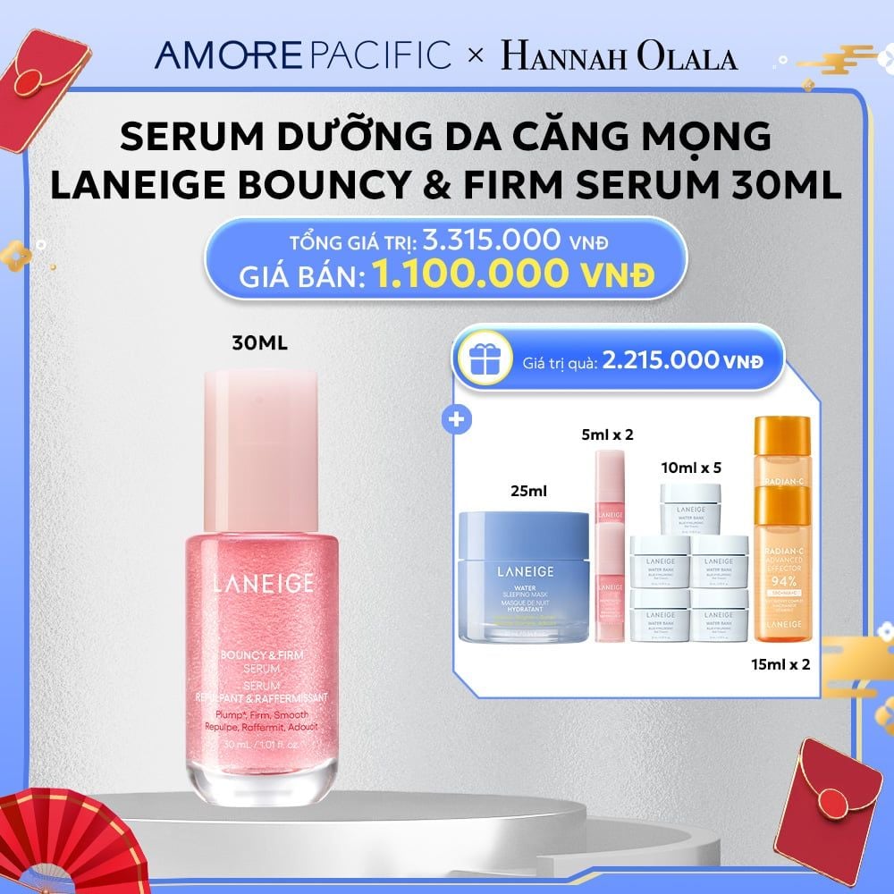  D27_DEAL 10: SERUM TĂNG CƯỜNG COLLAGEN, LÀM MỜ DẤU HIỆU LÃO HÓA, GIÚP DA CĂNG SÁNG LANEIGE BOUNCY & FIRM SERUM 30ML 