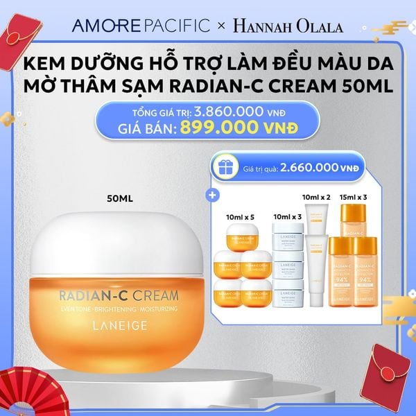  D49_DEAL 4: KEM DƯỠNG GIÚP HỖ TRỢ LÀM ĐỀU MÀU DA MỜ THÂM SẠM KEM DƯỠNG TRẮNG DA LÀM MỜ ĐỐM NÂU LANEIGE RADIAN-C CREAM 50ML 