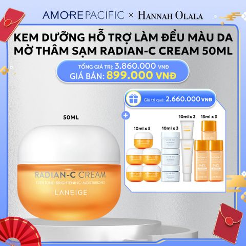 D49_DEAL 4: KEM DƯỠNG GIÚP HỖ TRỢ LÀM ĐỀU MÀU DA MỜ THÂM SẠM KEM DƯỠNG TRẮNG DA LÀM MỜ ĐỐM NÂU LANEIGE RADIAN-C CREAM 50ML 