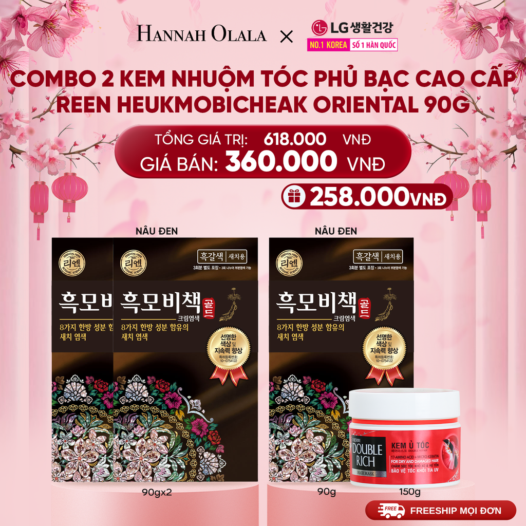  A1471_DEAL 28: COMBO 2 KEM NHUỘM TÓC PHỦ BẠC CAO CẤP REEN HEUKMOBICHEAK ORIENTAL 90GR 