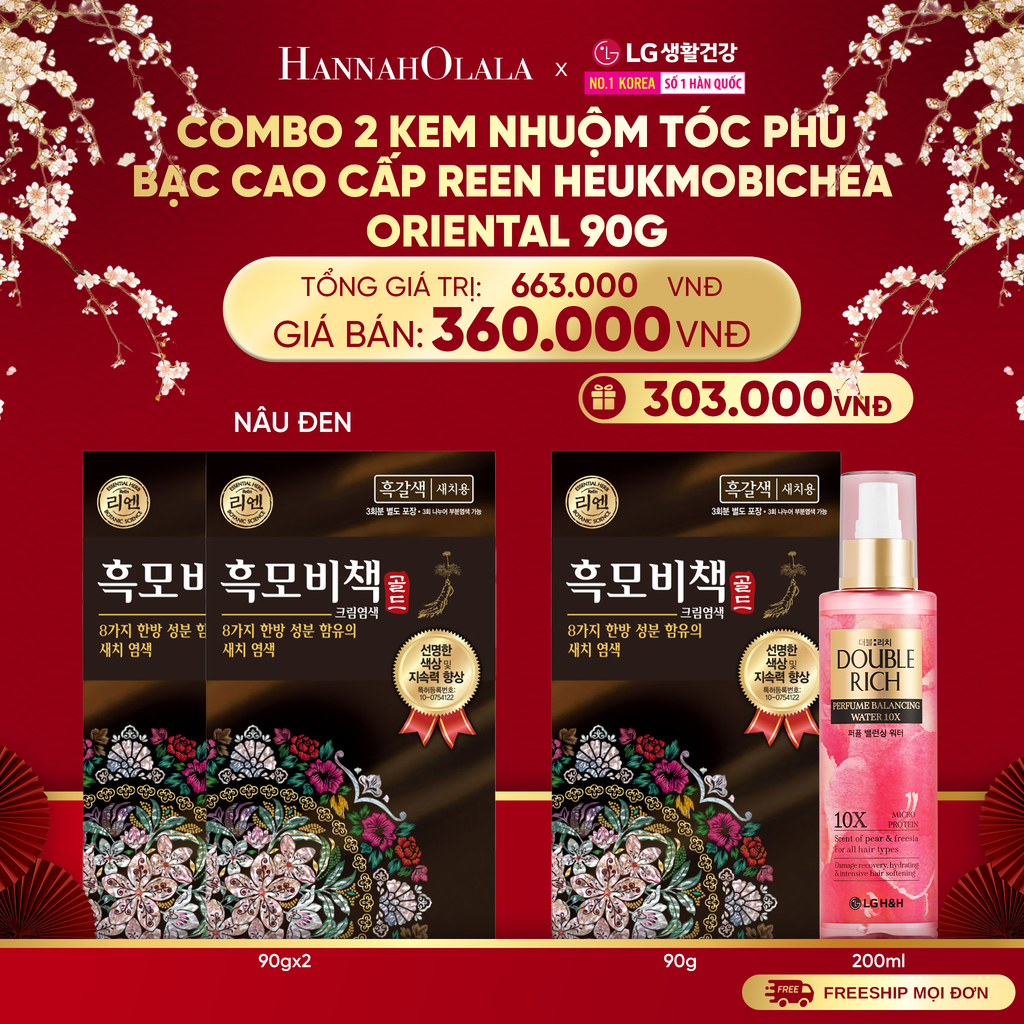  A1365_DEAL 28: COMBO 2 KEM NHUỘM TÓC PHỦ BẠC CAO CẤP REEN HEUKMOBICHEAK ORIENTAL 90GR 