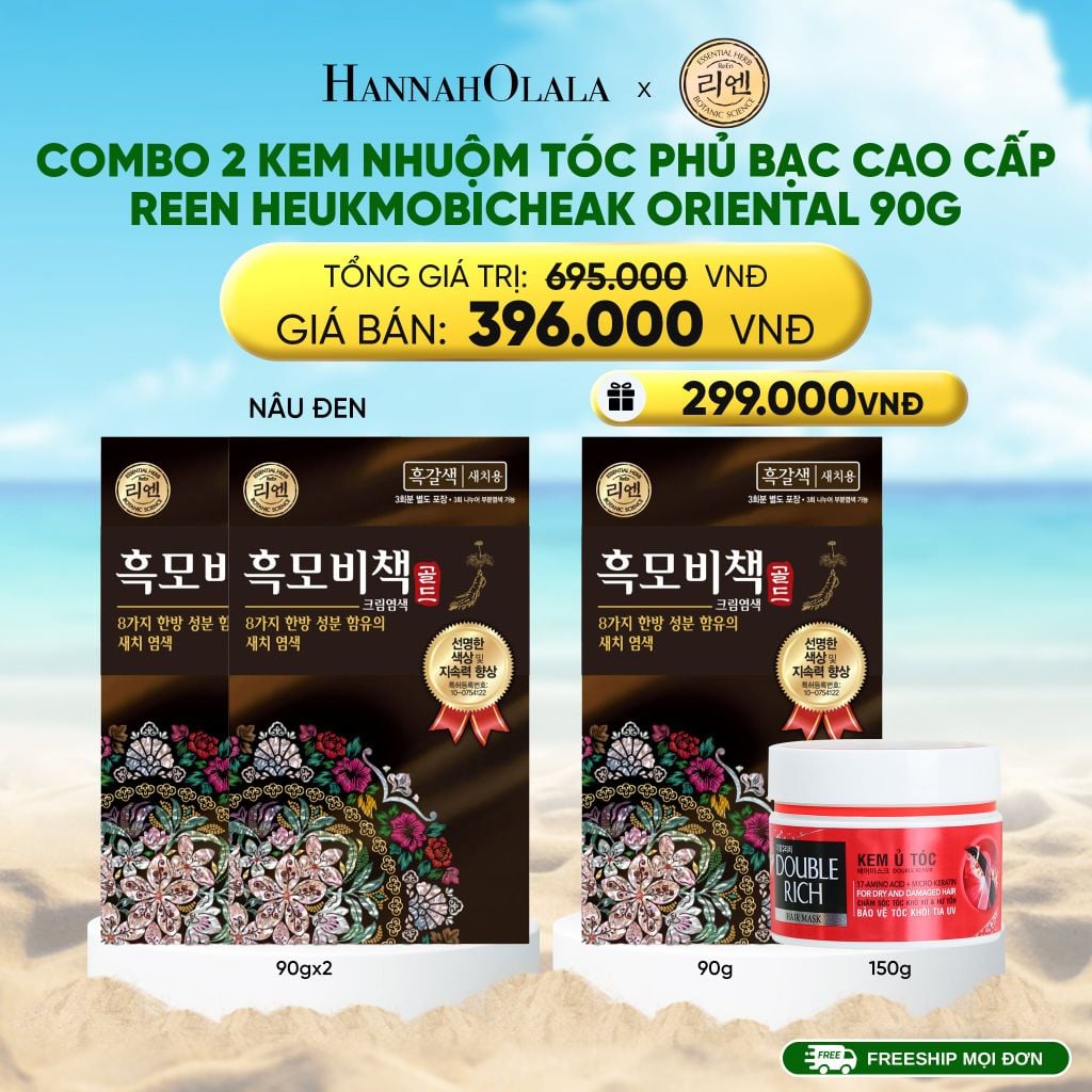  DEAL 12: COMBO 2 KEM NHUỘM TÓC PHỦ BẠC CAO CẤP REEN HEUKMOBICHEAK ORIENTAL 90GR 