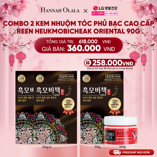  DEAL 28: COMBO 2 KEM NHUỘM TÓC PHỦ BẠC CAO CẤP REEN HEUKMOBICHEAK ORIENTAL 90GR 