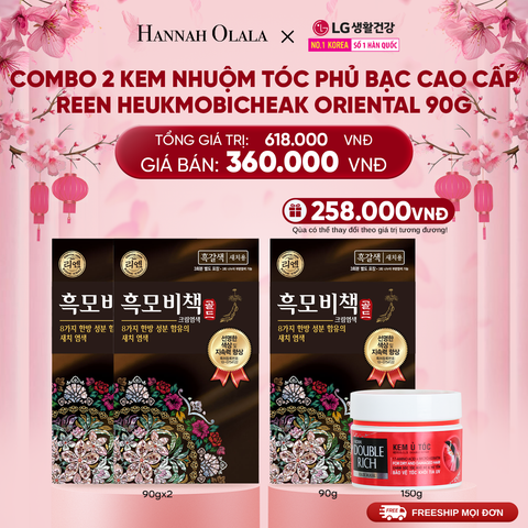  DEAL 28: COMBO 2 KEM NHUỘM TÓC PHỦ BẠC CAO CẤP REEN HEUKMOBICHEAK ORIENTAL 90GR 