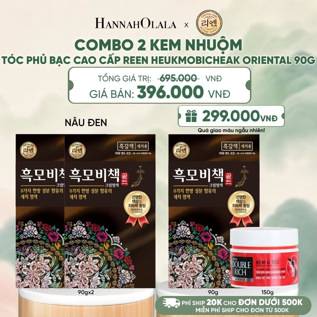  COMBO 2 KEM NHUỘM TÓC PHỦ BẠC CAO CẤP REEN HEUKMOBICHEAK ORIENTAL 90GR - A355 