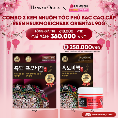  DEAL 28: COMBO 2 KEM NHUỘM TÓC PHỦ BẠC CAO CẤP REEN HEUKMOBICHEAK ORIENTAL 90GR 