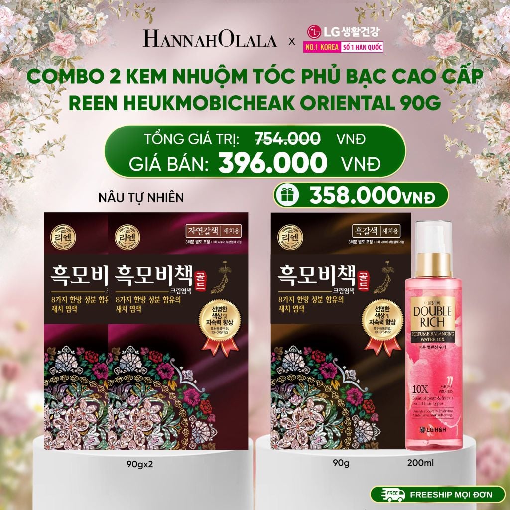  E886_DEAL 39: COMBO 2 KEM NHUỘM TÓC PHỦ BẠC CAO CẤP REEN HEUKMOBICHEAK ORIENTAL 90GR 