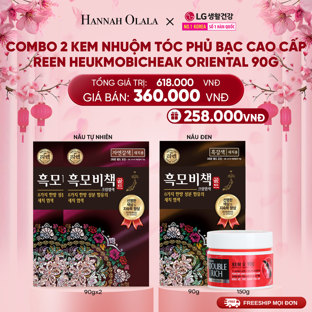  A1471_DEAL 28: COMBO 2 KEM NHUỘM TÓC PHỦ BẠC CAO CẤP REEN HEUKMOBICHEAK ORIENTAL 90GR 
