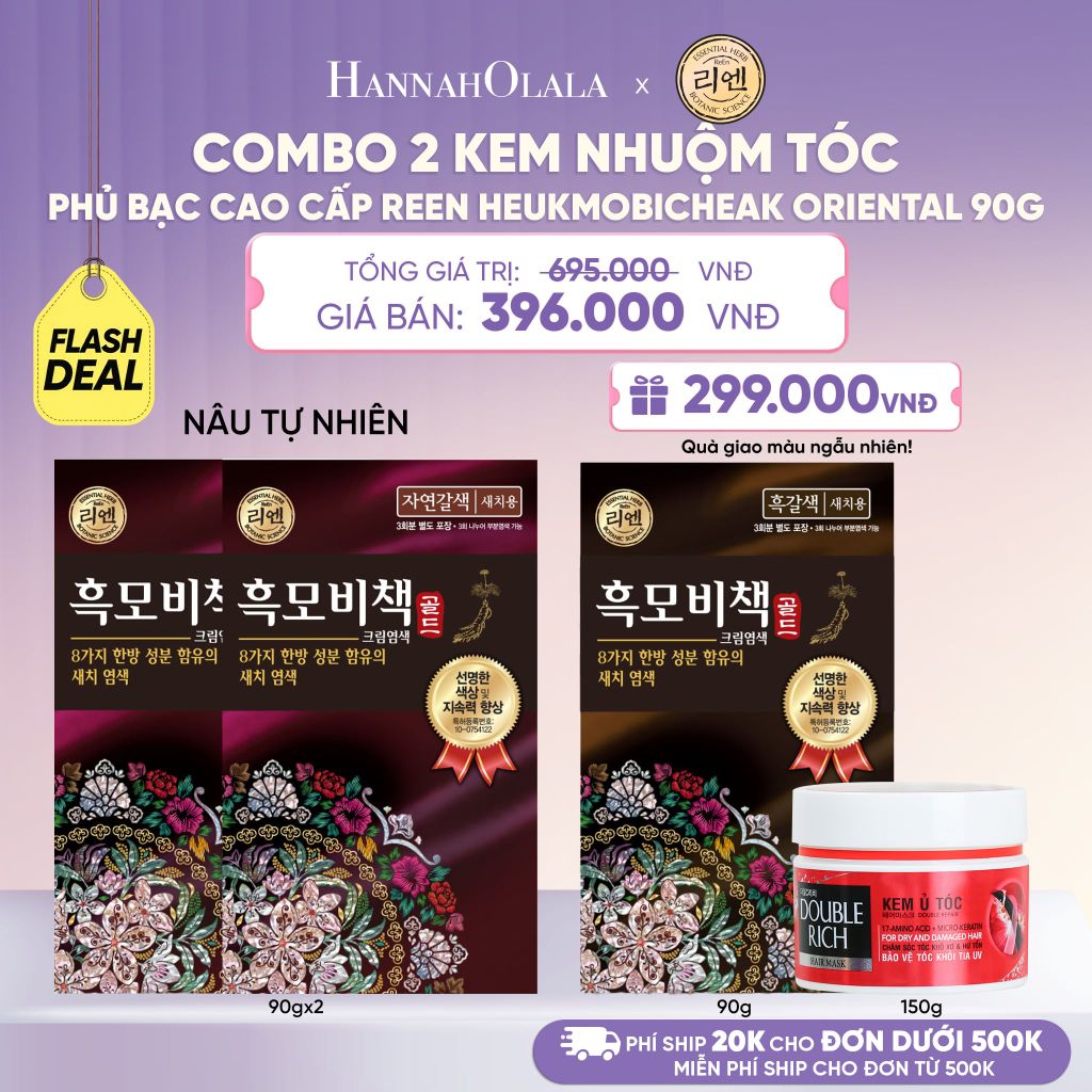  COMBO 2 KEM NHUỘM TÓC PHỦ BẠC CAO CẤP REEN HEUKMOBICHEAK ORIENTAL 90GR - L091 