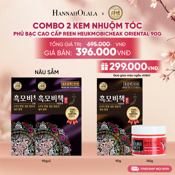  COMBO 2 KEM NHUỘM TÓC PHỦ BẠC CAO CẤP REEN HEUKMOBICHEAK ORIENTAL 90GR 