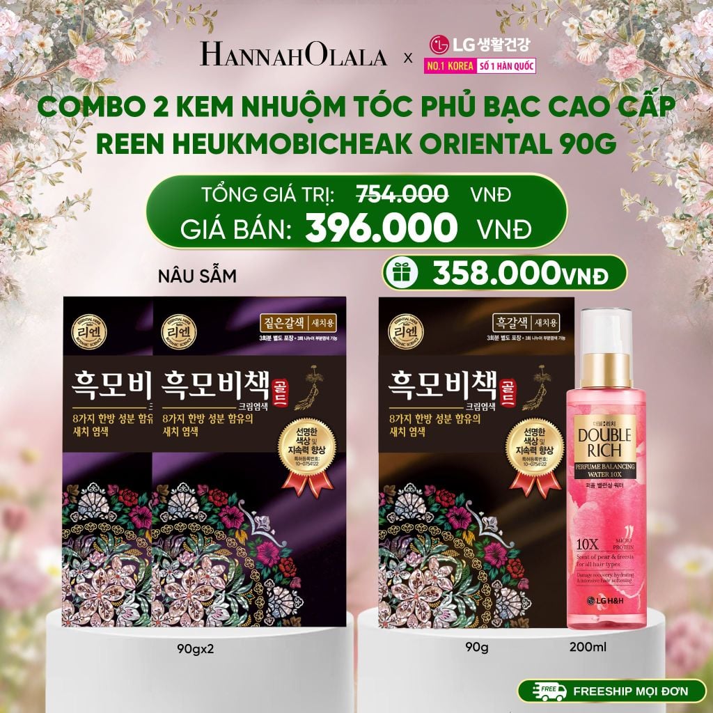  E886_DEAL 39: COMBO 2 KEM NHUỘM TÓC PHỦ BẠC CAO CẤP REEN HEUKMOBICHEAK ORIENTAL 90GR 