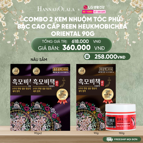  DEAL 28: COMBO 2 KEM NHUỘM TÓC PHỦ BẠC CAO CẤP REEN HEUKMOBICHEAK ORIENTAL 90GR 