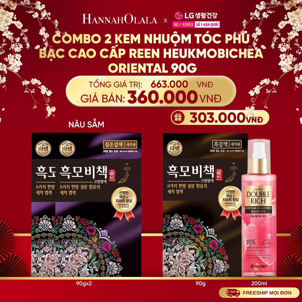  A1365_DEAL 28: COMBO 2 KEM NHUỘM TÓC PHỦ BẠC CAO CẤP REEN HEUKMOBICHEAK ORIENTAL 90GR 