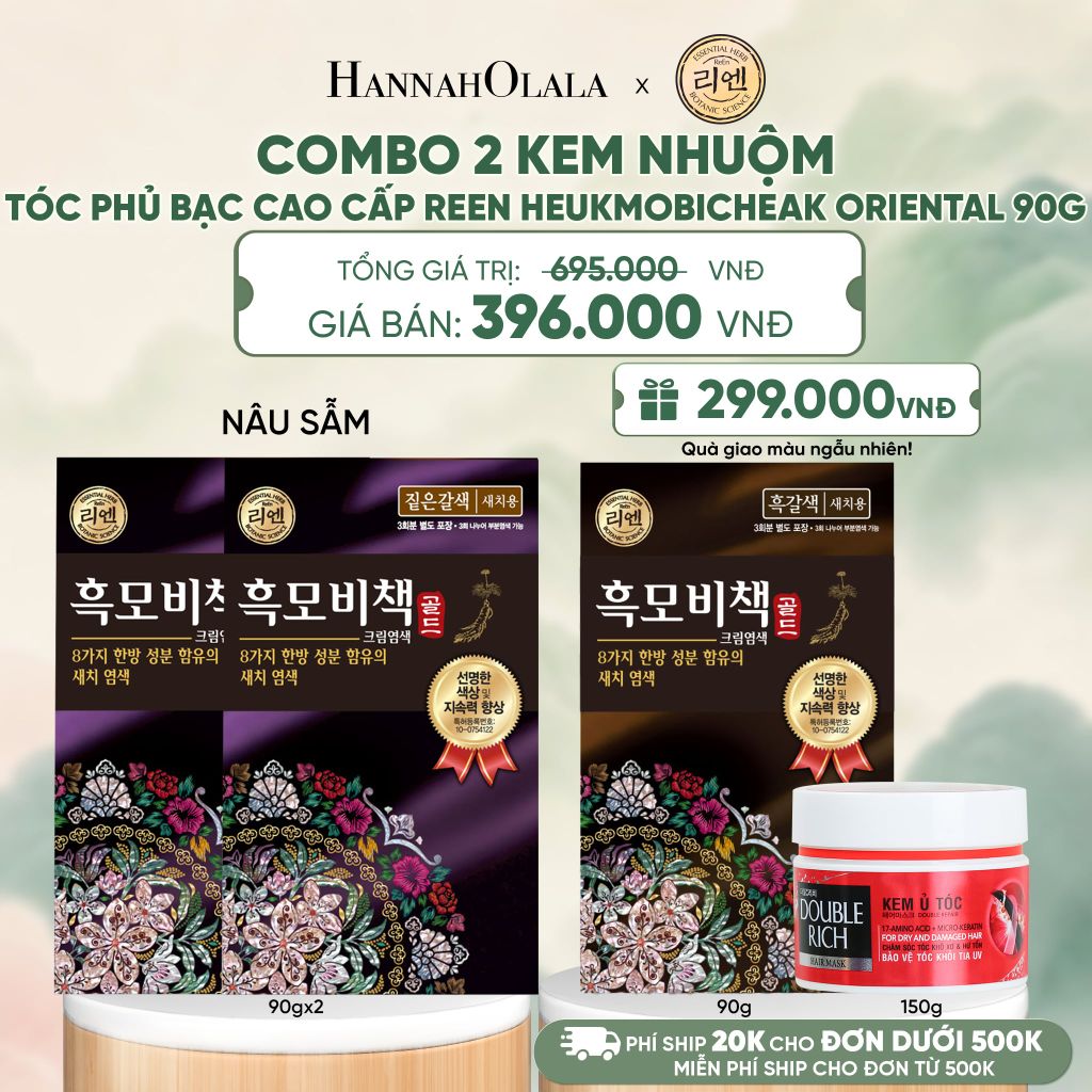  COMBO 2 KEM NHUỘM TÓC PHỦ BẠC CAO CẤP REEN HEUKMOBICHEAK ORIENTAL 90GR - A355 