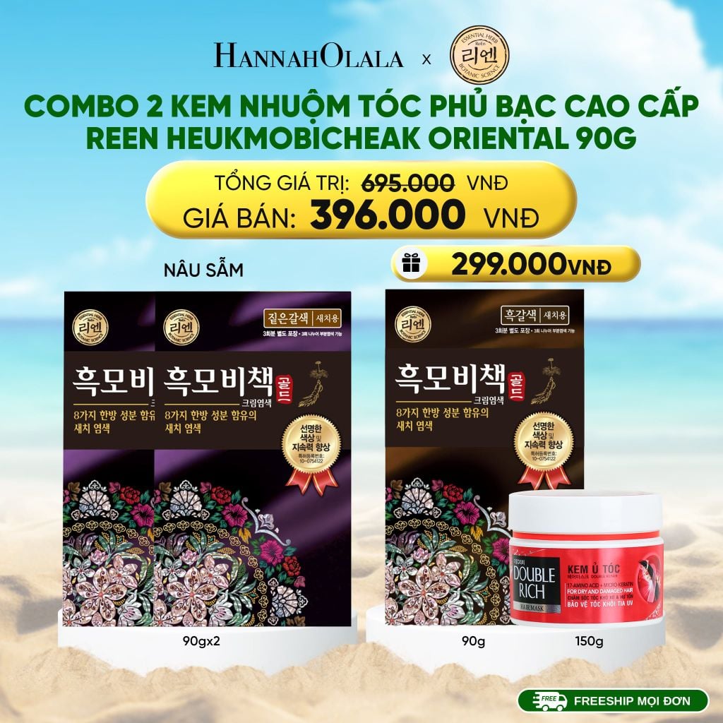  DEAL 12: COMBO 2 KEM NHUỘM TÓC PHỦ BẠC CAO CẤP REEN HEUKMOBICHEAK ORIENTAL 90GR 