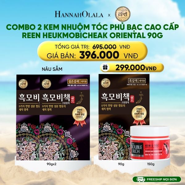  COMBO 2 KEM NHUỘM TÓC PHỦ BẠC CAO CẤP REEN HEUKMOBICHEAK ORIENTAL 90GR 