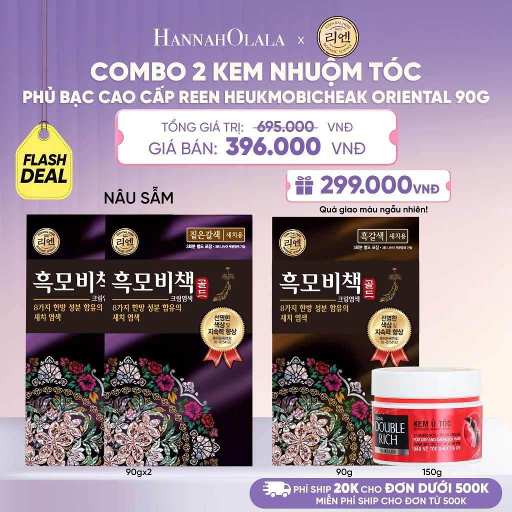  COMBO 2 KEM NHUỘM TÓC PHỦ BẠC CAO CẤP REEN HEUKMOBICHEAK ORIENTAL 90GR - L091 