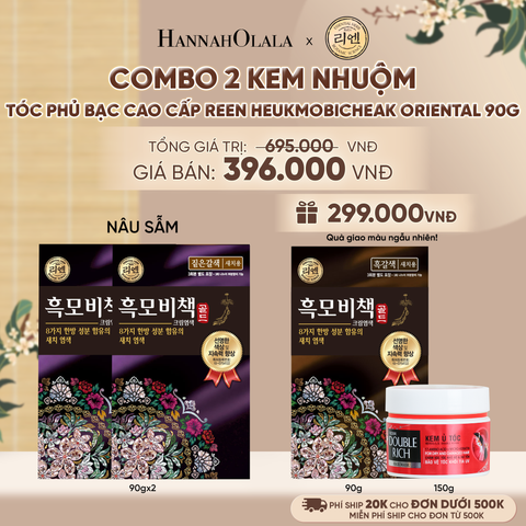  COMBO 2 KEM NHUỘM TÓC PHỦ BẠC CAO CẤP REEN HEUKMOBICHEAK ORIENTAL 90GR - A2339 