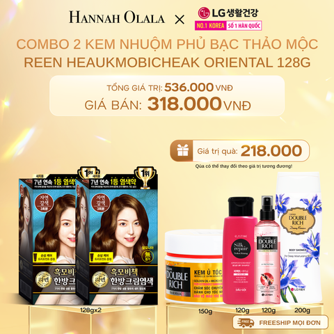  DEAL 18: COMBO 2 KEM NHUỘM TÓC PHỦ BẠC THẢO MỘC REEN HEAUKMOBICHEAK ORIENTAL HAIR DYE CREAM 128G 