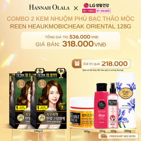  DEAL 18: COMBO 2 KEM NHUỘM TÓC PHỦ BẠC THẢO MỘC REEN HEAUKMOBICHEAK ORIENTAL HAIR DYE CREAM 128G 