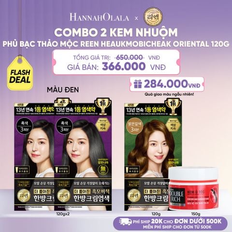  COMBO 2 KEM NHUỘM TÓC PHỦ BẠC THẢO MỘC REEN HEAUKMOBICHEAK CREAM 120G - L086 