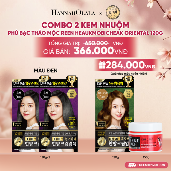  COMBO 2 KEM NHUỘM TÓC PHỦ BẠC THẢO MỘC REEN HEAUKMOBICHEAK CREAM 120G 