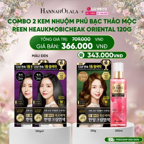  E890_DEAL 38: COMBO 2 KEM NHUỘM TÓC PHỦ BẠC THẢO MỘC REEN HEAUKMOBICHEAK CREAM 120G 