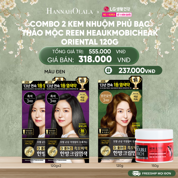  D1623_DEAL 27: COMBO 2 KEM NHUỘM TÓC PHỦ BẠC THẢO MỘC REEN HEAUKMOBICHEAK CREAM 120G 