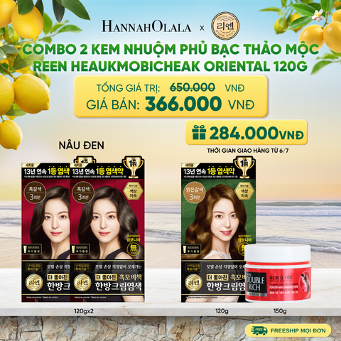  COMBO 2 KEM NHUỘM TÓC PHỦ BẠC THẢO MỘC REEN HEAUKMOBICHEAK CREAM 120G - A757 