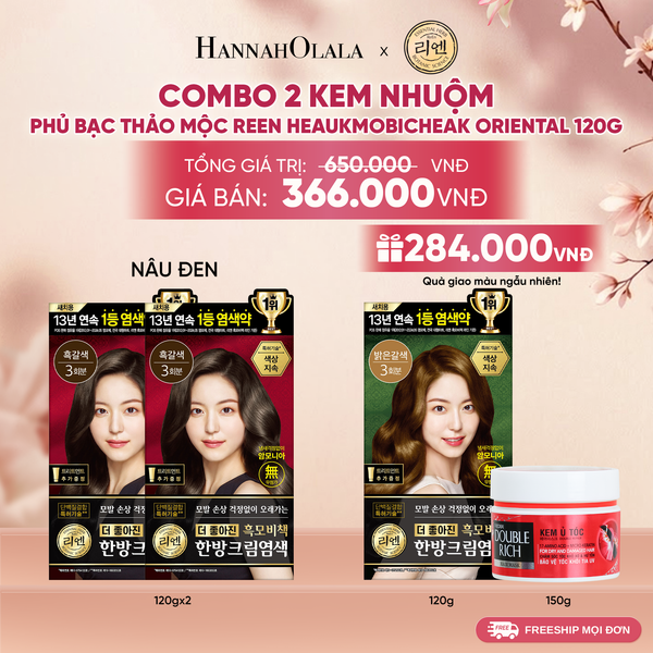  COMBO 2 KEM NHUỘM TÓC PHỦ BẠC THẢO MỘC REEN HEAUKMOBICHEAK CREAM 120G 