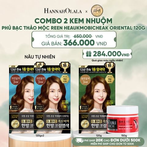  COMBO 2 KEM NHUỘM TÓC PHỦ BẠC THẢO MỘC REEN HEAUKMOBICHEAK CREAM 120G - A350 