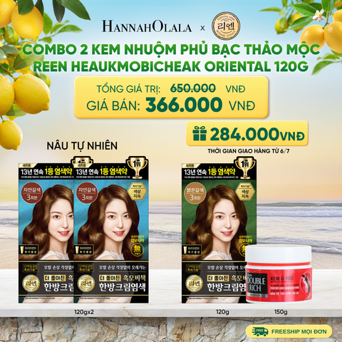  COMBO 2 KEM NHUỘM TÓC PHỦ BẠC THẢO MỘC REEN HEAUKMOBICHEAK CREAM 120G - A757 