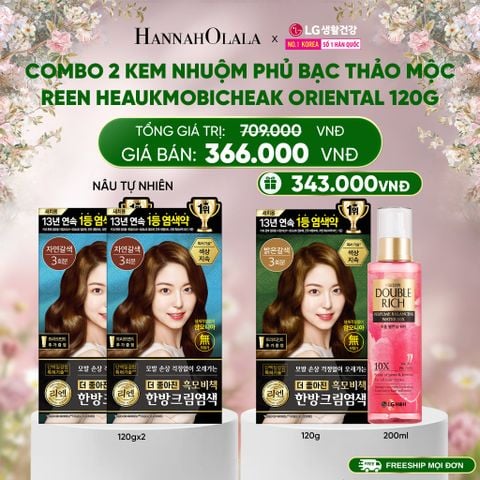  E890_DEAL 38: COMBO 2 KEM NHUỘM TÓC PHỦ BẠC THẢO MỘC REEN HEAUKMOBICHEAK CREAM 120G 