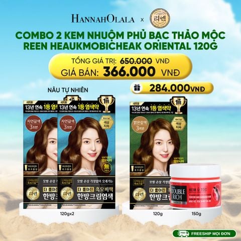  DEAL 11: COMBO 2 KEM NHUỘM TÓC PHỦ BẠC THẢO MỘC REEN HEAUKMOBICHEAK CREAM 120G 