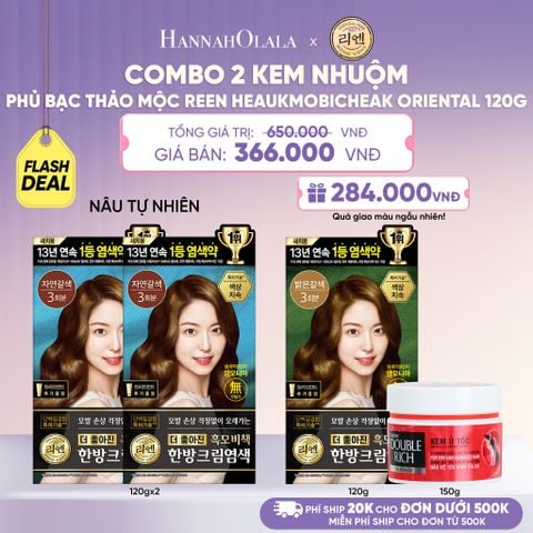  COMBO 2 KEM NHUỘM TÓC PHỦ BẠC THẢO MỘC REEN HEAUKMOBICHEAK CREAM 120G - L086 
