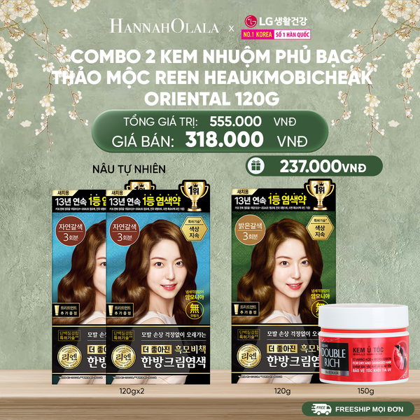  D1623_DEAL 27: COMBO 2 KEM NHUỘM TÓC PHỦ BẠC THẢO MỘC REEN HEAUKMOBICHEAK CREAM 120G 