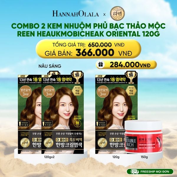  COMBO 2 KEM NHUỘM TÓC PHỦ BẠC THẢO MỘC REEN HEAUKMOBICHEAK CREAM 120G 