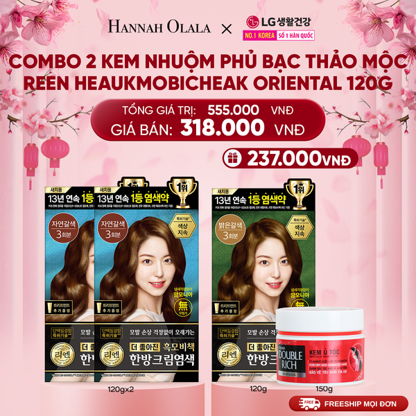  A1468_DEAL 27: COMBO 2 KEM NHUỘM TÓC PHỦ BẠC THẢO MỘC REEN HEAUKMOBICHEAK CREAM 120G 