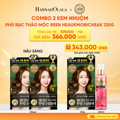  COMBO 2 KEM NHUỘM TÓC PHỦ BẠC THẢO MỘC REEN HEAUKMOBICHEAK CREAM 120G 