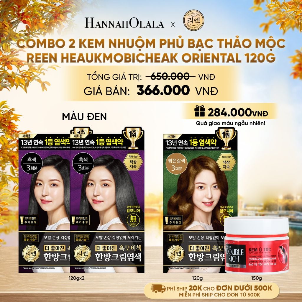  COMBO 2 KEM NHUỘM TÓC PHỦ BẠC THẢO MỘC REEN HEAUKMOBICHEAK CREAM 120G - E1174 