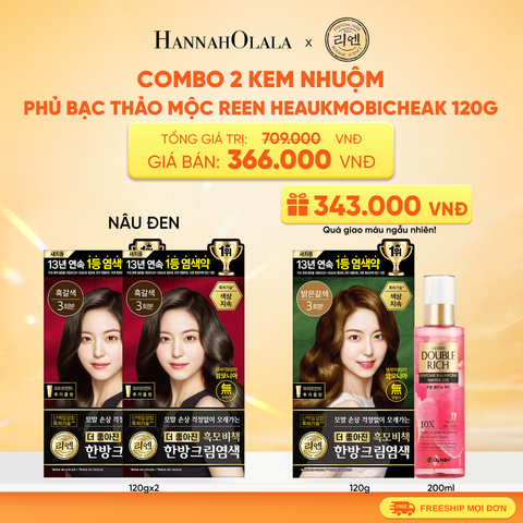  COMBO 2 KEM NHUỘM TÓC PHỦ BẠC THẢO MỘC REEN HEAUKMOBICHEAK CREAM 120G 