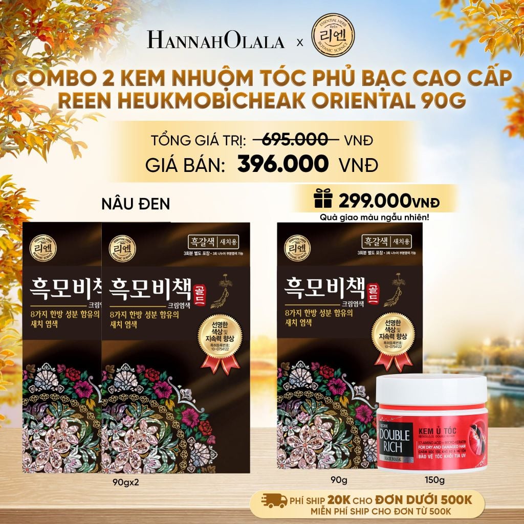  COMBO 2 KEM NHUỘM TÓC PHỦ BẠC CAO CẤP REEN HEUKMOBICHEAK ORIENTAL 90GR - E1179 