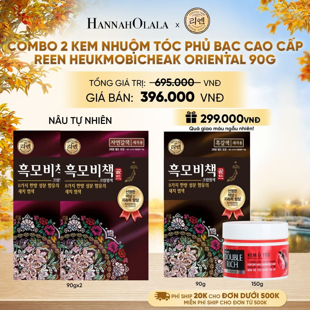  COMBO 2 KEM NHUỘM TÓC PHỦ BẠC CAO CẤP REEN HEUKMOBICHEAK ORIENTAL 90GR - E1179 