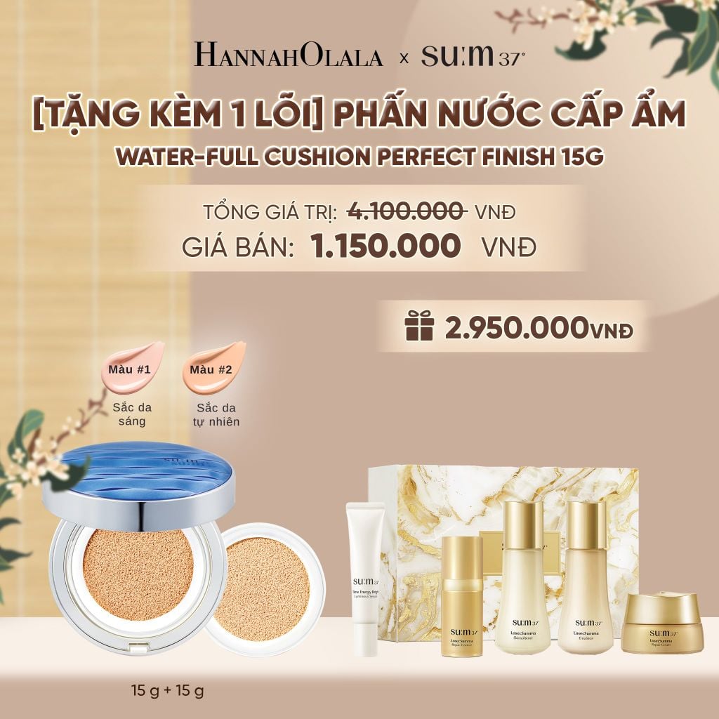  [TẶNG KÈM 1 LÕI] PHẤN NƯỚC CẤP ẨM SU:M37 WATER-FULL CC CUSHION PERFECT FINISH 15G - A73 