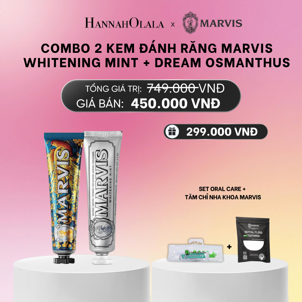  COMBO 2 KEM ĐÁNH RĂNG MARVIS 75ML/85ML - LÀM SẠCH RĂNG, GIỮ HƠI THỞ THƠM MÁT_A1149 