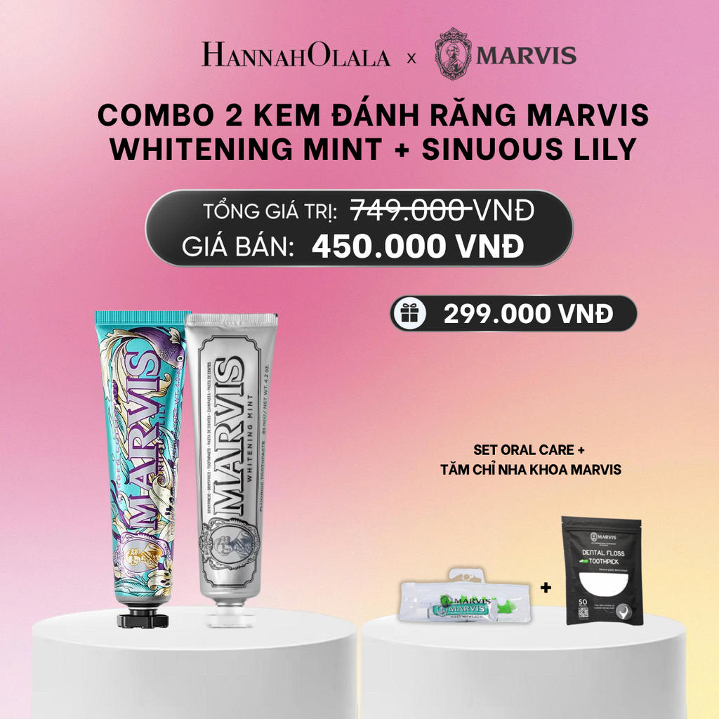  COMBO 2 KEM ĐÁNH RĂNG MARVIS 75ML/85ML - LÀM SẠCH RĂNG, GIỮ HƠI THỞ THƠM MÁT_A1149 